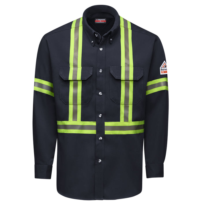 Bulwark® Men's Dress Uniform FR Hi Vis Shirt with Reflective Trim CAT 2 -  SMUC