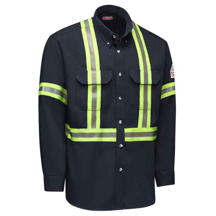 Bulwark® Men's Dress Uniform FR Hi Vis Shirt with Reflective Trim CAT 2 -  SMUC
