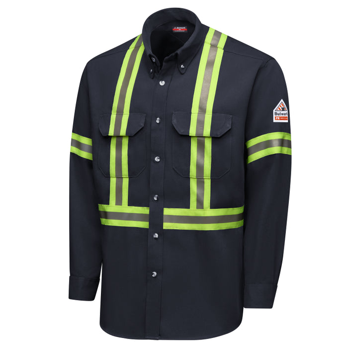Bulwark® Men's Dress Uniform FR Hi Vis Shirt with Reflective Trim CAT 2 -  SMUC