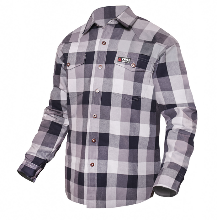 Knox FR Flame Resistant Gray Plaid Button-Down Collared Work Shirt