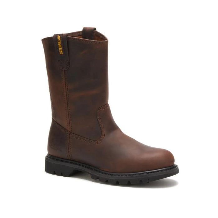 CAT Men's Revolver Full Grain Leather Pull-On Work Boots Dark Brown - 972191