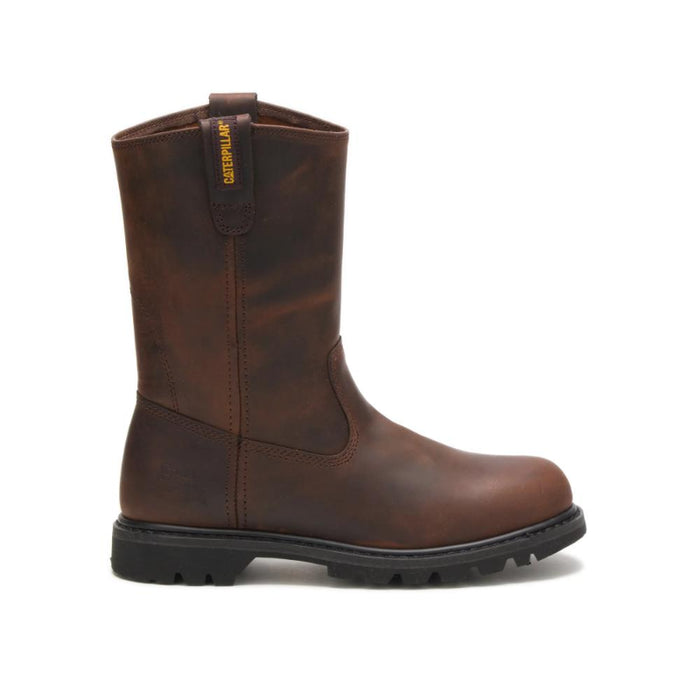 CAT Men's Revolver Full Grain Leather Pull-On Work Boots Dark Brown - 972191