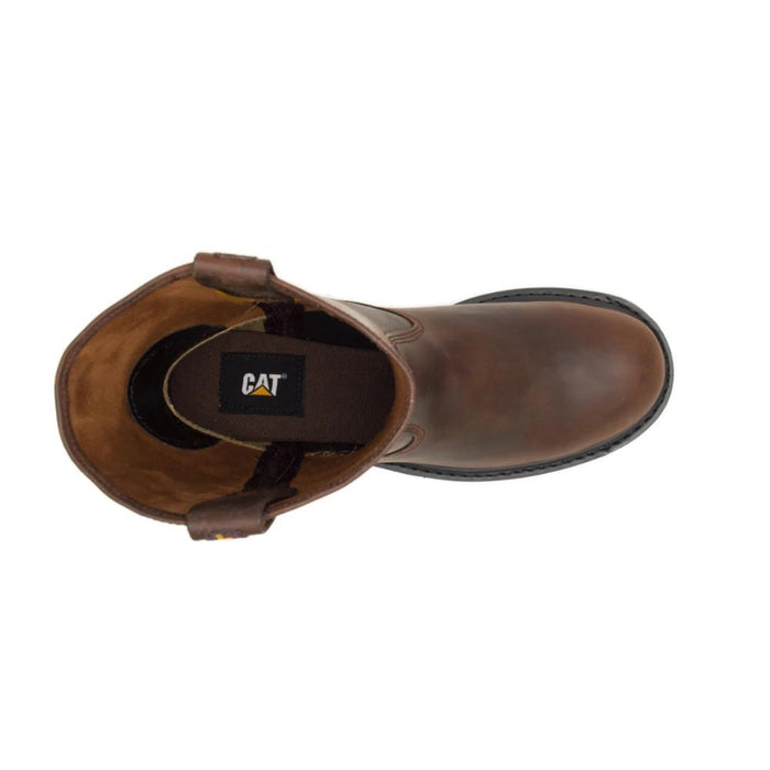 CAT Men's Revolver Full Grain Leather Pull-On Work Boots Dark Brown - 972191