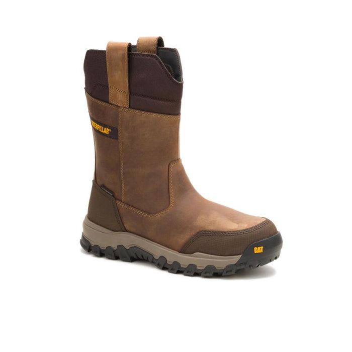 CAT Men's Threshold Rebound Pull-On Waterproof Steel Toe Work Boot Bison - P91772