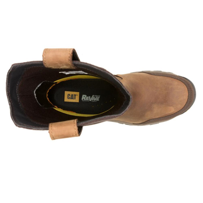 CAT Men's Threshold Rebound Pull-On Waterproof Steel Toe Work Boot Bison - P91772