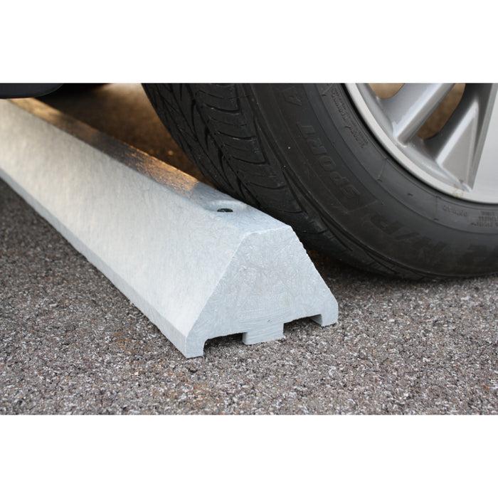 Checkers Parking Stop Curb - Gray - Solid Plastic - 4' feet Long  with Lag Bolt Hardware - CS4S-LG