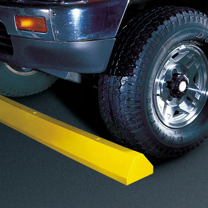 Checkers Parking Stop Curb - Yellow - Solid Plastic - 4' Feet Long - No Hardware - CS4S-Y
