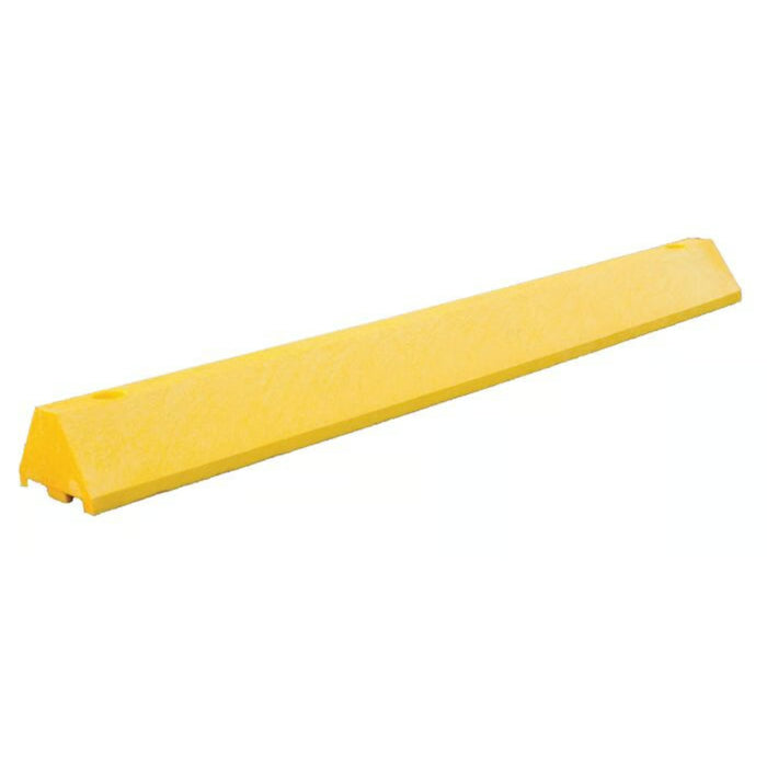 Checkers Parking Stop Curb - Yellow - Solid Plastic - 4' Feet Long with Steel Spike - CS4S-SY