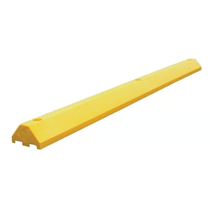 Checkers Parking Stop Curb - Yellow - Solid Plastic - 6' Feet Long - Compact Steel Spikes - CS6C-SY
