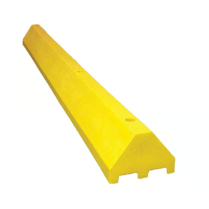 Checkers Parking Stop Curb - Yellow - Solid Plastic - 8' Feet Long with Steel Spike - TS8-SY