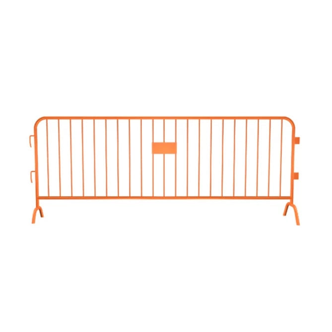 Crowdmaster® Crowd Control Powder Coated Steel Barricade - Bridge Feet - 8.5 Ft Long - Orange