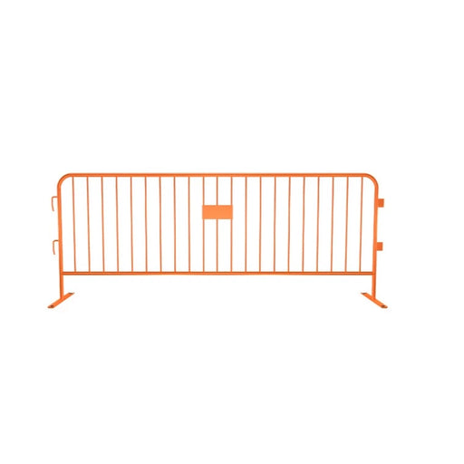 Crowdmaster® Crowd Control Powder Coated Steel Barricade - Flat Feet - 8.5 Ft Long - Orange