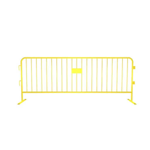 Crowdmaster® Crowd Control Powder Coated Steel Barricade - Flat Feet - 8.5 Ft Long - Yellow