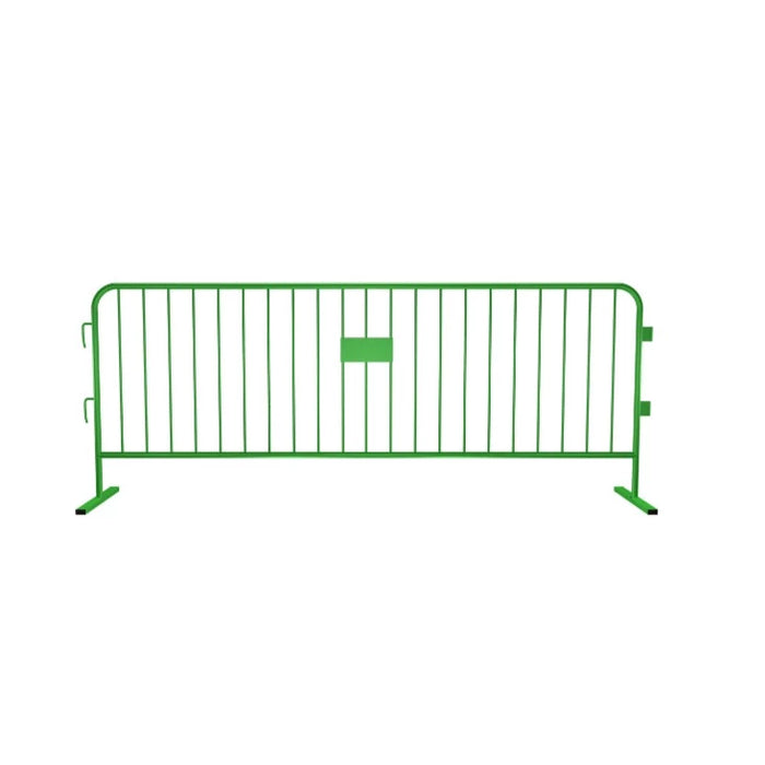 Crowdmaster® Crowd Control Powder Coated Steel Barricade - HD Flat Feet - 8.5 Ft Long - Green