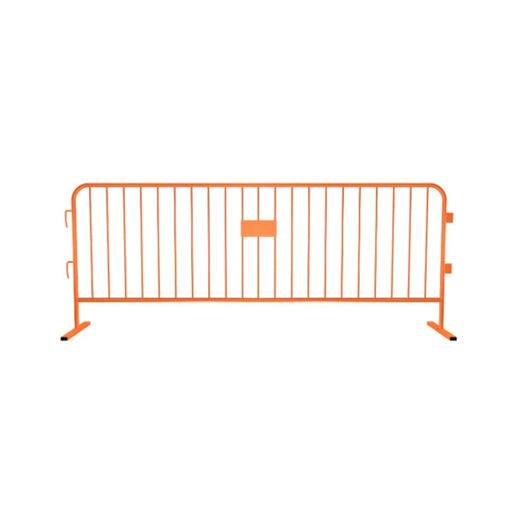Crowdmaster® Crowd Control Powder Coated Steel Barricade - HD Flat Feet - 8.5 Ft Long - Orange