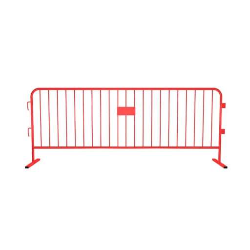 Crowdmaster® Crowd Control Powder Coated Steel Barricade - HD Flat Feet - 8.5 Ft Long - Red