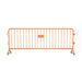 Crowdmaster® Crowd Control Powder Coated Steel Barricade - Roller Feet - 8.5 Ft Long - Orange