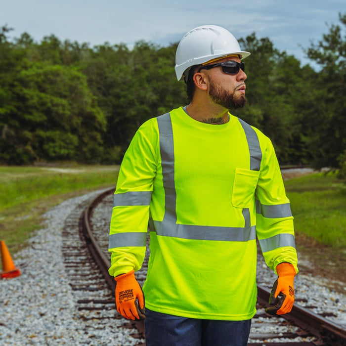 DOME75® DYNAMIC SERIES Hi-Vis ANSI Class 3 Viz-Dri Long Sleeve Safety Shirt - DSL1431