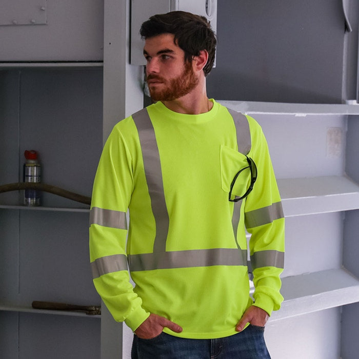 DOME75® DYNAMIC SERIES Hi-Vis ANSI Class 3 Viz-Dri Long Sleeve Safety Shirt - DSL1431
