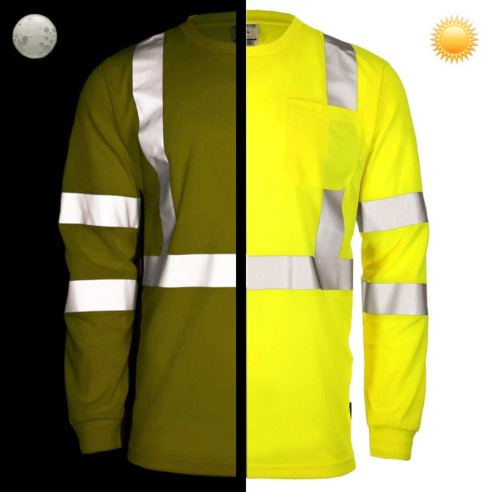 DOME75® DYNAMIC SERIES Hi-Vis ANSI Class 3 Viz-Dri Long Sleeve Safety Shirt - DSL1431