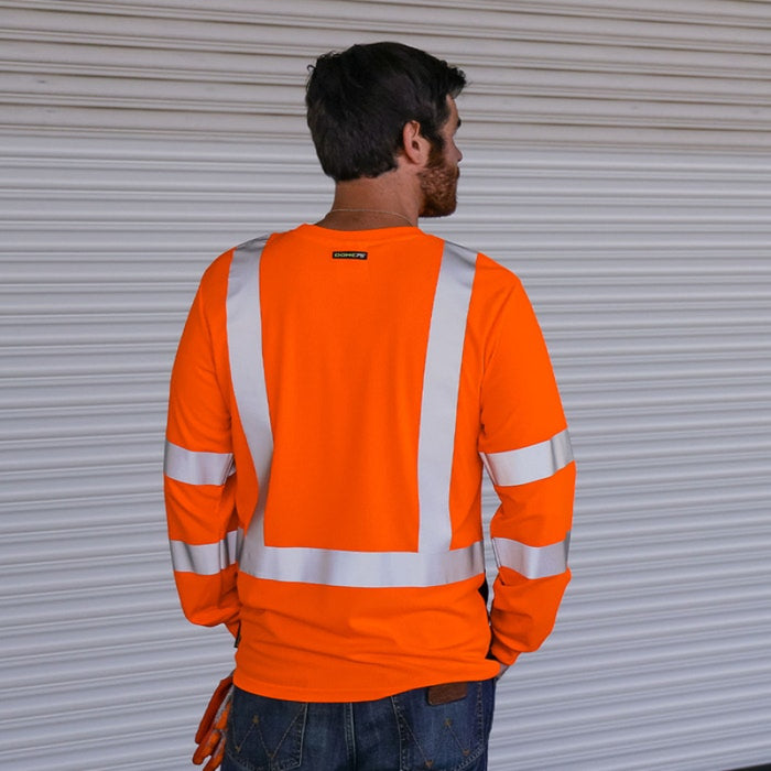 DOME75® DYNAMIC SERIES Hi-Vis ANSI Class 3 Black Bottom Viz-Dri Long Sleeve Safety Shirt - DSL1432
