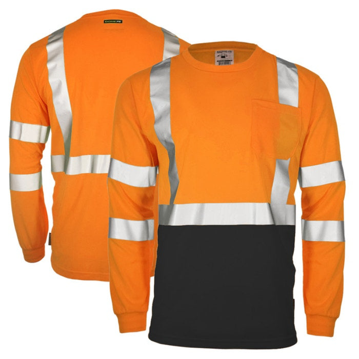 DOME75® DYNAMIC SERIES Hi-Vis ANSI Class 3 Black Bottom Viz-Dri Long Sleeve Safety Shirt - DSL1432