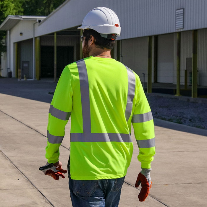 DOME75® DYNAMIC SERIES Hi-Vis ANSI Class 3 Black Bottom Viz-Dri Long Sleeve Safety Shirt - DSL1432
