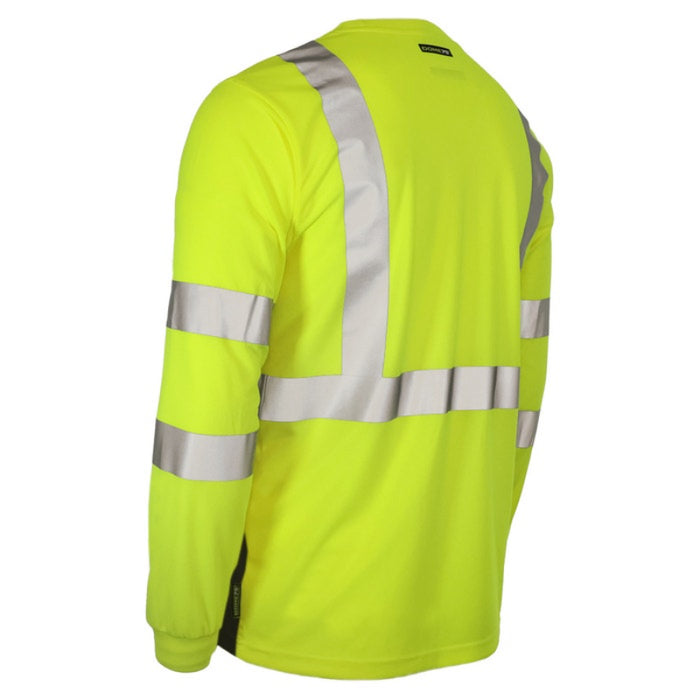 DOME75® DYNAMIC SERIES Hi-Vis ANSI Class 3 Black Bottom Viz-Dri Long Sleeve Safety Shirt - DSL1432