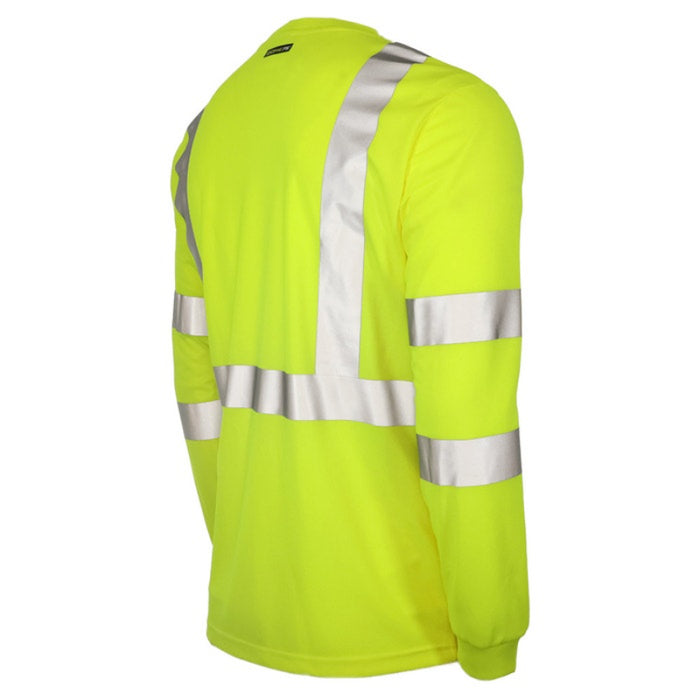 DOME75® DYNAMIC SERIES Hi-Vis ANSI Class 3 Black Bottom Viz-Dri Long Sleeve Safety Shirt - DSL1432