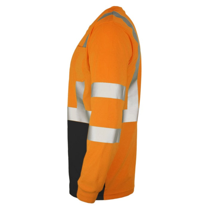 DOME75® DYNAMIC SERIES Hi-Vis ANSI Class 3 Black Bottom Viz-Dri Long Sleeve Safety Shirt - DSL1432