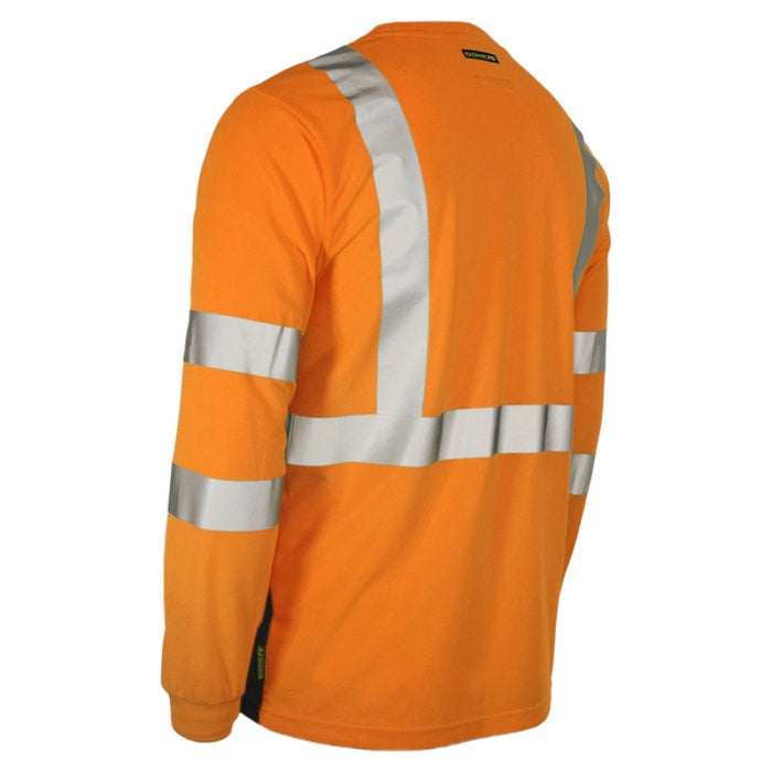 DOME75® DYNAMIC SERIES Hi-Vis ANSI Class 3 Black Bottom Viz-Dri Long Sleeve Safety Shirt - DSL1432