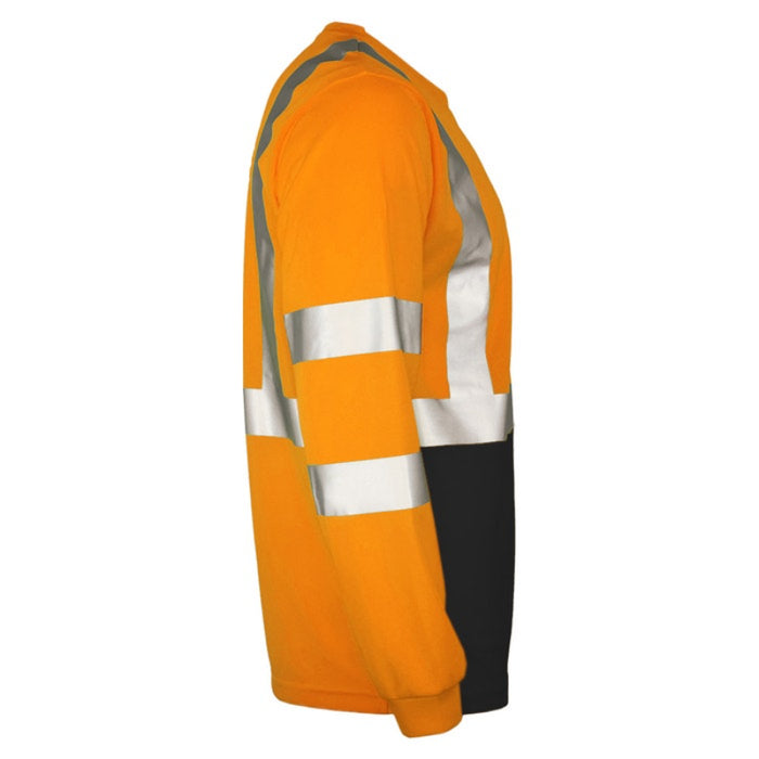 DOME75® DYNAMIC SERIES Hi-Vis ANSI Class 3 Black Bottom Viz-Dri Long Sleeve Safety Shirt - DSL1432