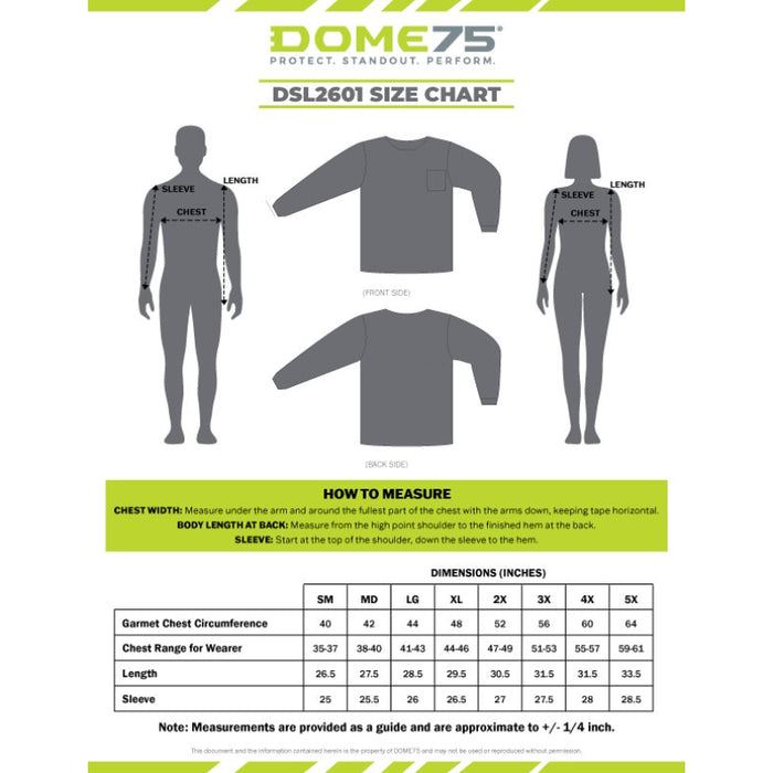 DOME75® DYNAMIC SERIES High Visibility Viz-Tuff Long Sleeve Moisture Wicking Safety Shirt - DSL2601