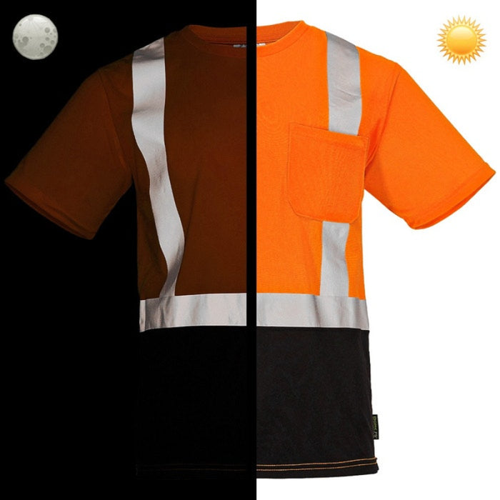 DOME75® DYNAMIC SERIES Hi-Vis ANSI Class 2 Black Bottom Viz-Dri Safety T-Shirt - DSS1422