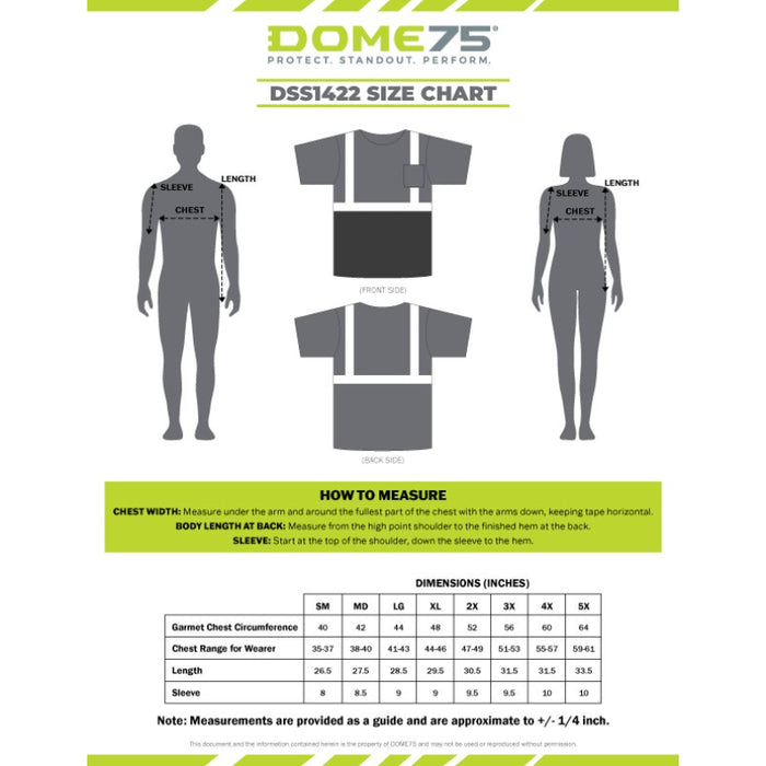 DOME75® DYNAMIC SERIES Hi-Vis ANSI Class 2 Black Bottom Viz-Dri Safety T-Shirt - DSS1422