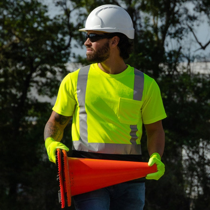 DOME75® DYNAMIC SERIES Hi-Vis ANSI Class 2 Black Bottom Viz-Dri Safety T-Shirt - DSS1422