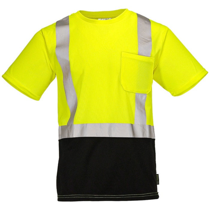 DOME75® DYNAMIC SERIES Hi-Vis ANSI Class 2 Black Bottom Viz-Dri Safety T-Shirt - DSS1422