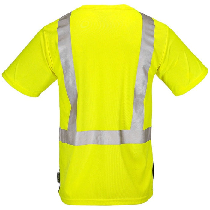 DOME75® DYNAMIC SERIES Hi-Vis ANSI Class 2 Black Bottom Viz-Dri Safety T-Shirt - DSS1422