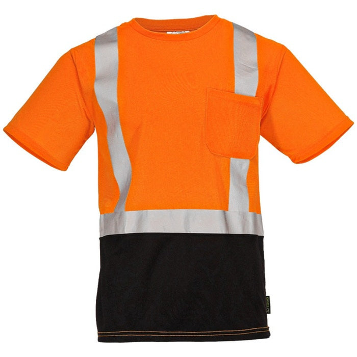 DOME75® DYNAMIC SERIES Hi-Vis ANSI Class 2 Black Bottom Viz-Dri Safety T-Shirt - DSS1422