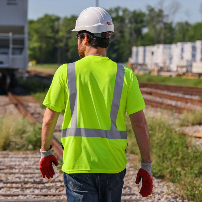 DOME75® DYNAMIC SERIES Hi-Vis ANSI Class 2 Black Bottom Viz-Dri Safety T-Shirt - DSS1422