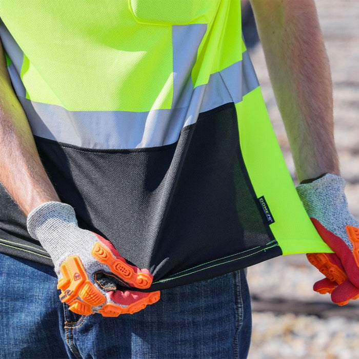 DOME75® DYNAMIC SERIES Hi-Vis ANSI Class 2 Black Bottom Viz-Dri Safety T-Shirt - DSS1422