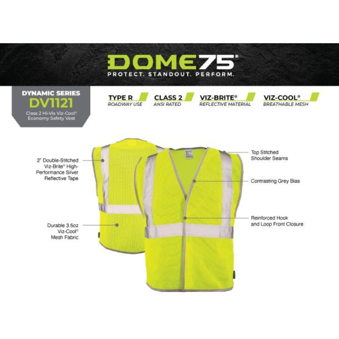 DOME75® DYNAMIC SERIES ANSI Class 2 Hi-Vis Viz-Cool Economy Safety Vest - DV1121