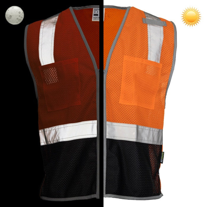 DOME75® DYNAMIC SERIES Hi-Vis ANSI Class 2 Black Bottom Viz-Cool Safety Vest - DV1222