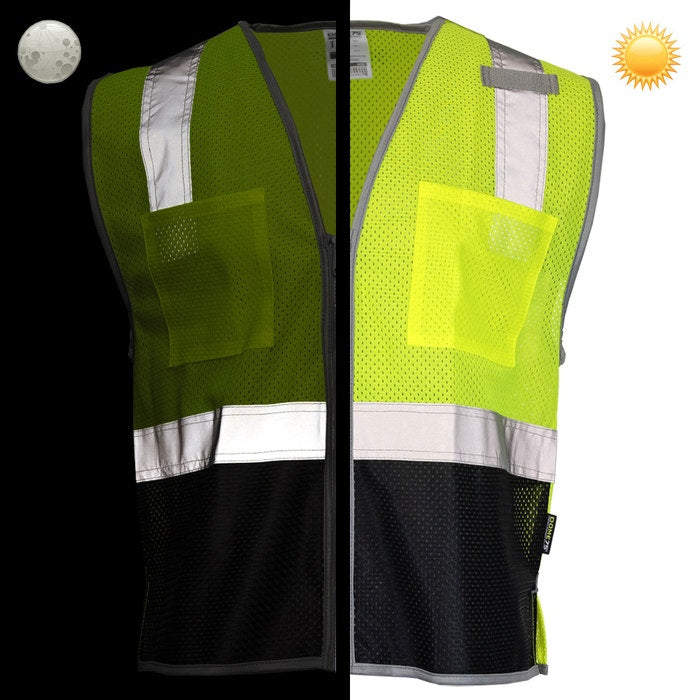 DOME75® DYNAMIC SERIES Hi-Vis ANSI Class 2 Black Bottom Viz-Cool Safety Vest - DV1222