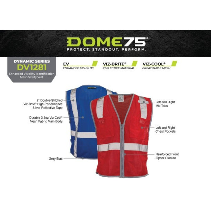 DOME75® DYNAMIC SERIES Enhanced Visibility Identification Mesh Safety Vest - DV1281