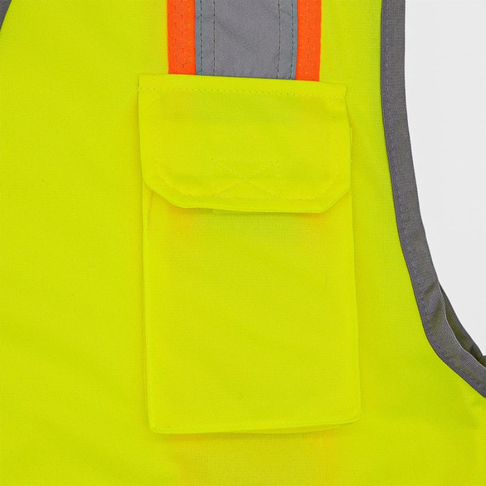 DOME75® DYNAMIC SERIES ANSI Class 2 Solid Front/Mesh Back Hi-Vis Contrast Safety Vest - DV2123S