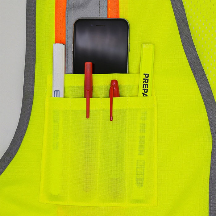 DOME75® DYNAMIC SERIES ANSI Class 2 Solid Front/Mesh Back Hi-Vis Contrast Safety Vest - DV2123S
