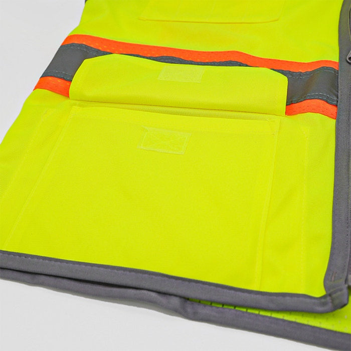 DOME75® DYNAMIC SERIES ANSI Class 2 Solid Front/Mesh Back Hi-Vis Contrast Safety Vest - DV2123S