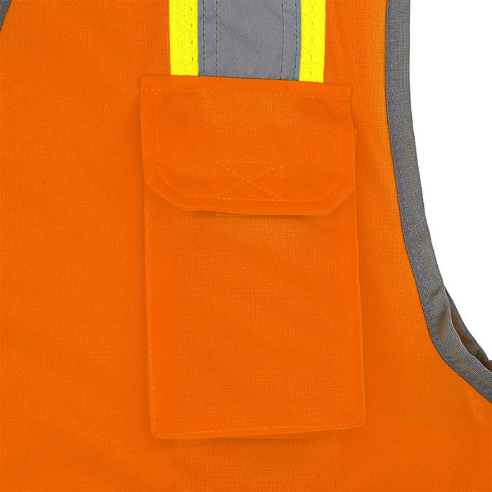 DOME75® DYNAMIC SERIES ANSI Class 2 Solid Front/Mesh Back Hi-Vis Contrast Safety Vest - DV2123S
