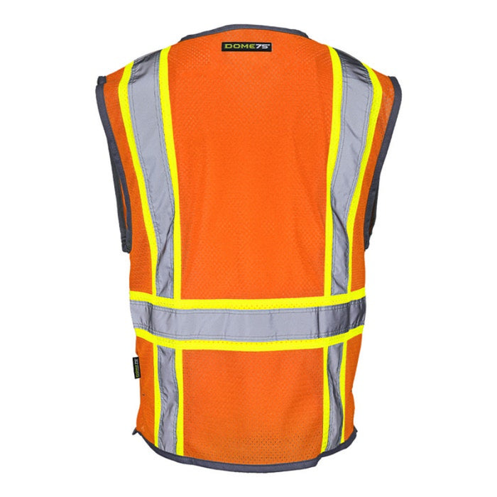 DOME75® DYNAMIC SERIES ANSI Class 2 Solid Front/Mesh Back Hi-Vis Contrast Safety Vest - DV2123S